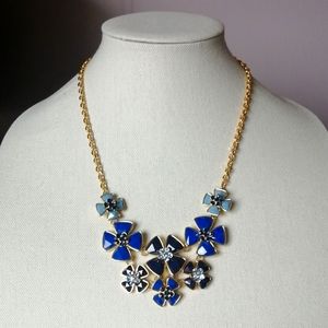 EUC Talbots Necklace Pinwheel Blue Tones & Goldtone Statement